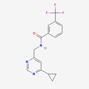 molecular formula C16H14F3N3O B2813377 N-((6-cyclopropylpyrimidin-4-yl)methyl)-3-(trifluoromethyl)benzamide CAS No. 2195881-50-4