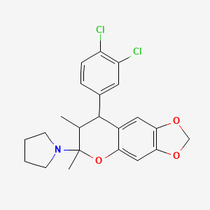 1-[8-(3,4-dichlorophenyl)-6,7-dimethyl-7,8-dihydro-6H-[1,3]dioxolo[4,5-g]chromen-6-yl]pyrrolidine