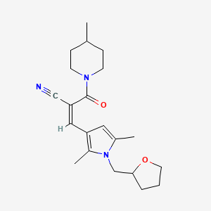 (Z)-3-[2,5-Dimethyl-1-(oxolan-2-ylmethyl)pyrrol-3-yl]-2-(4-methylpiperidine-1-carbonyl)prop-2-enenitrile