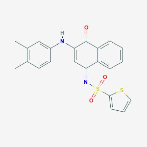 molecular formula C22H18N2O3S2 B281339 N-[(1Z)-3-[(3,4-dimethylphenyl)amino]-4-oxonaphthalen-1(4H)-ylidene]thiophene-2-sulfonamide 