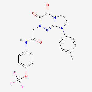 molecular formula C21H18F3N5O4 B2813395 2-(3,4-dioxo-8-(p-tolyl)-3,4,7,8-tetrahydroimidazo[2,1-c][1,2,4]triazin-2(6H)-yl)-N-(4-(trifluoromethoxy)phenyl)acetamide CAS No. 941960-44-7