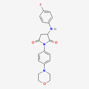 molecular formula C20H20FN3O3 B2813399 3-((4-Fluorophenyl)amino)-1-(4-morpholinophenyl)pyrrolidine-2,5-dione CAS No. 473568-22-8