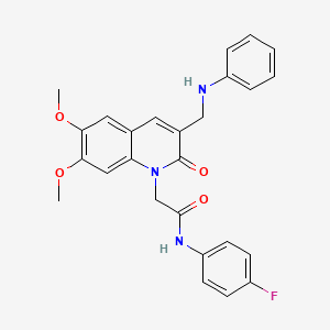 2-[3-(anilinomethyl)-6,7-dimethoxy-2-oxoquinolin-1(2H)-yl]-N-(4-fluorophenyl)acetamide