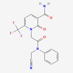 molecular formula C17H13F3N4O3 B2813403 1-[2-[N-(氰甲基)苯胺基]-2-氧基乙酰]-2-氧代-6-(三氟甲基)吡啶-3-羧酰胺 CAS No. 1088067-60-0
