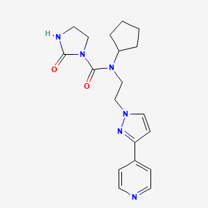 molecular formula C19H24N6O2 B2813408 N-cyclopentyl-2-oxo-N-(2-(3-(pyridin-4-yl)-1H-pyrazol-1-yl)ethyl)imidazolidine-1-carboxamide CAS No. 2034419-92-4