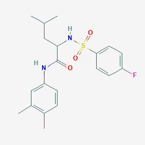 molecular formula C20H25FN2O3S B2813414 N-(3,4-dimethylphenyl)-2-{[(4-fluorophenyl)sulfonyl]amino}-4-methylpentanamide CAS No. 317378-00-0