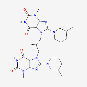molecular formula C28H40N10O4 B2813416 3-methyl-7-(2-{[3-methyl-8-(3-methylpiperidin-1-yl)-2,6-dioxo-2,3,6,7-tetrahydro-1H-purin-7-yl]methyl}propyl)-8-(3-methylpiperidin-1-yl)-2,3,6,7-tetrahydro-1H-purine-2,6-dione CAS No. 1790210-74-0