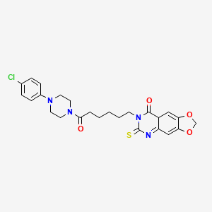 7-{6-[4-(4-chlorophenyl)piperazin-1-yl]-6-oxohexyl}-6-sulfanylidene-2H,5H,6H,7H,8H-[1,3]dioxolo[4,5-g]quinazolin-8-one
