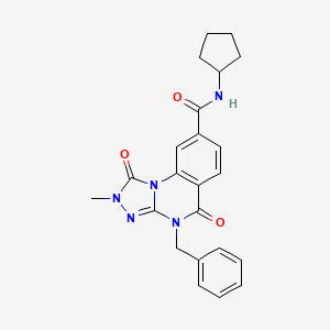 molecular formula C23H23N5O3 B2813430 4-benzyl-N-cyclopentyl-2-methyl-1,5-dioxo-1,2,4,5-tetrahydro[1,2,4]triazolo[4,3-a]quinazoline-8-carboxamide CAS No. 1105231-34-2