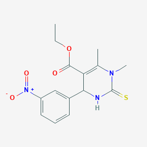 molecular formula C15H17N3O4S B2813438 Ethyl 1,6-dimethyl-4-(3-nitrophenyl)-2-thioxo-1,2,3,4-tetrahydropyrimidine-5-carboxylate CAS No. 324037-59-4