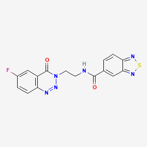 molecular formula C16H11FN6O2S B2813440 N-(2-(6-氟-4-氧代苯并[d][1,2,3]噻嗪-3(4H)-基)乙基)苯并[c][1,2,5]噻二唑-5-羧酰胺 CAS No. 1903308-11-1