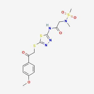 N-(5-((2-(4-methoxyphenyl)-2-oxoethyl)thio)-1,3,4-thiadiazol-2-yl)-2-(N-methylmethylsulfonamido)acetamide
