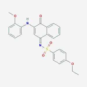 molecular formula C25H22N2O5S B281347 4-ethoxy-N-(3-(2-methoxyanilino)-4-oxo-1(4H)-naphthalenylidene)benzenesulfonamide 