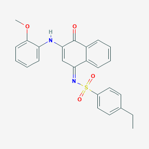 molecular formula C25H22N2O4S B281348 4-ethyl-N-(3-(2-methoxyanilino)-4-oxo-1(4H)-naphthalenylidene)benzenesulfonamide 