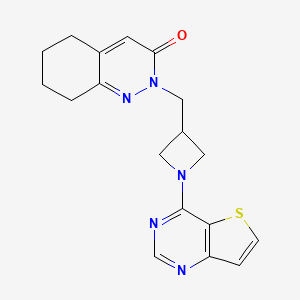 molecular formula C18H19N5OS B2813490 2-[(1-{Thieno[3,2-d]pyrimidin-4-yl}azetidin-3-yl)methyl]-2,3,5,6,7,8-hexahydrocinnolin-3-one CAS No. 2198374-04-6