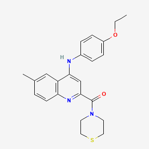 molecular formula C23H25N3O2S B2813508 (4-((4-Ethoxyphenyl)amino)-6-methylquinolin-2-yl)(thiomorpholino)methanone CAS No. 1226444-10-5