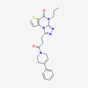 molecular formula C24H25N5O2S B2813515 1-(3-oxo-3-(4-phenyl-5,6-dihydropyridin-1(2H)-yl)propyl)-4-propylthieno[2,3-e][1,2,4]triazolo[4,3-a]pyrimidin-5(4H)-one CAS No. 1207055-75-1