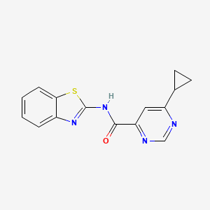 molecular formula C15H12N4OS B2813517 N-(1,3-Benzothiazol-2-yl)-6-cyclopropylpyrimidine-4-carboxamide CAS No. 2380171-34-4