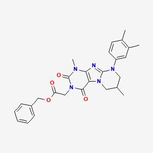 molecular formula C27H29N5O4 B2813521 benzyl 2-[9-(3,4-dimethylphenyl)-1,7-dimethyl-2,4-dioxo-7,8-dihydro-6H-purino[7,8-a]pyrimidin-3-yl]acetate CAS No. 844826-28-4