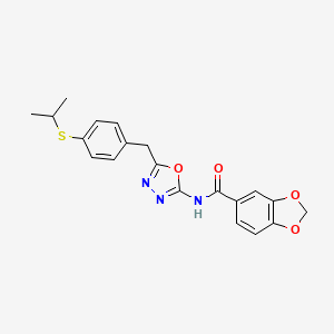 N-(5-(4-(isopropylthio)benzyl)-1,3,4-oxadiazol-2-yl)benzo[d][1,3]dioxole-5-carboxamide