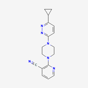 molecular formula C17H18N6 B2813527 2-[4-(6-Cyclopropylpyridazin-3-yl)piperazin-1-yl]pyridine-3-carbonitrile CAS No. 2380144-67-0