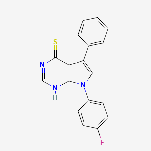 molecular formula C18H12FN3S B2813528 7-(4-fluorophenyl)-5-phenyl-7H-pyrrolo[2,3-d]pyrimidine-4-thiol CAS No. 865546-44-7