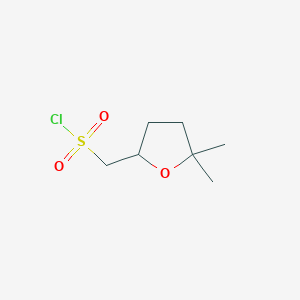molecular formula C7H13ClO3S B2813530 (5,5-Dimethyloxolan-2-yl)methanesulfonyl chloride CAS No. 1600776-10-0