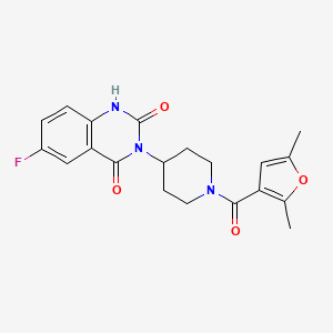 molecular formula C20H20FN3O4 B2813532 3-(1-(2,5-二甲基呋喃-3-酰基哌啶-4-基)-6-氟喹唑啉-2,4(1H,3H)-二酮 CAS No. 2034533-18-9
