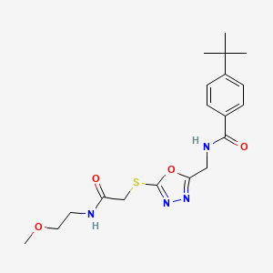 molecular formula C19H26N4O4S B2813536 4-tert-butyl-N-[[5-[2-(2-methoxyethylamino)-2-oxoethyl]sulfanyl-1,3,4-oxadiazol-2-yl]methyl]benzamide CAS No. 903312-30-1