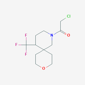 molecular formula C12H17ClF3NO2 B2813548 2-Chloro-1-[5-(trifluoromethyl)-9-oxa-2-azaspiro[5.5]undecan-2-yl]ethanone CAS No. 2411266-74-3
