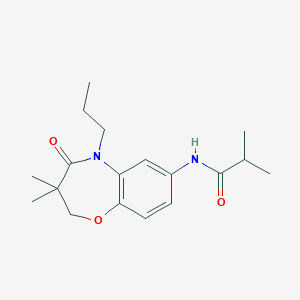 molecular formula C18H26N2O3 B2813571 N-(3,3-dimethyl-4-oxo-5-propyl-2,3,4,5-tetrahydrobenzo[b][1,4]oxazepin-7-yl)isobutyramide CAS No. 921522-01-2