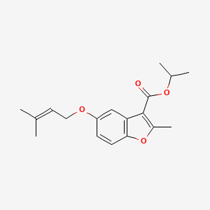 molecular formula C18H22O4 B2813598 Methylethyl 2-methyl-5-(3-methylbut-2-enyloxy)benzo[b]furan-3-carboxylate CAS No. 384362-47-4