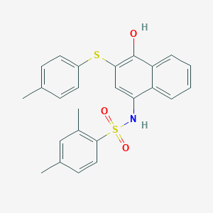 molecular formula C25H23NO3S2 B281360 N-{4-hydroxy-3-[(4-methylphenyl)sulfanyl]-1-naphthyl}-2,4-dimethylbenzenesulfonamide 