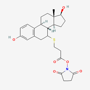 molecular formula C25H31NO6S B2813600 (2,5-Dioxopyrrolidin-1-yl) 3-[[(8R,9S,13S,14S,17S)-3,17-dihydroxy-13-methyl-6,7,8,9,11,12,14,15,16,17-decahydrocyclopenta[a]phenanthren-7-yl]sulfanyl]propanoate CAS No. 858102-78-0