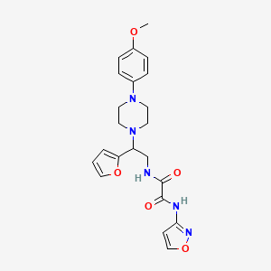 molecular formula C22H25N5O5 B2813609 N1-(2-(呋喃-2-基)-2-(4-(4-甲氧基苯基)哌嗪-1-基)乙基)-N2-(异噁唑-3-基)草酰胺 CAS No. 1209870-66-5