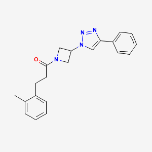 molecular formula C21H22N4O B2813616 1-(3-(4-phenyl-1H-1,2,3-triazol-1-yl)azetidin-1-yl)-3-(o-tolyl)propan-1-one CAS No. 2034446-27-8
