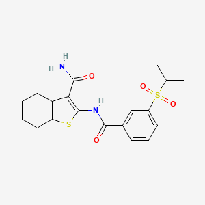 molecular formula C19H22N2O4S2 B2813639 2-(3-(异丙基磺酰)苯甲酰胺)-4,5,6,7-四氢苯并[b]噻吩-3-甲酰胺 CAS No. 919862-84-3