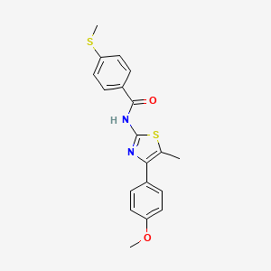 molecular formula C19H18N2O2S2 B2813640 N-(4-(4-甲氧基苯基)-5-甲基噻唑-2-基)-4-(甲硫基)苯甲酰胺 CAS No. 896354-57-7