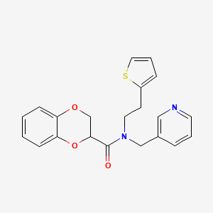 molecular formula C21H20N2O3S B2813641 N-(pyridin-3-ylmethyl)-N-(2-(thiophen-2-yl)ethyl)-2,3-dihydrobenzo[b][1,4]dioxine-2-carboxamide CAS No. 1396748-61-0