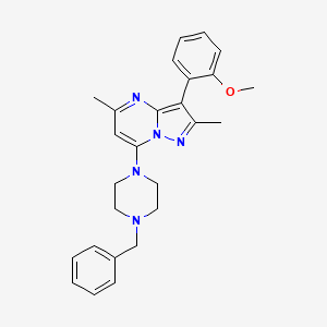 molecular formula C26H29N5O B2813643 7-(4-Benzylpiperazin-1-yl)-3-(2-methoxyphenyl)-2,5-dimethylpyrazolo[1,5-a]pyrimidine CAS No. 902020-76-2