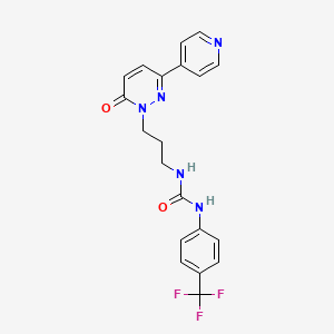 molecular formula C20H18F3N5O2 B2813645 1-(3-(6-氧代-3-(吡啶-4-基)吡啶并[1,6H]-基)丙基)-3-(4-(三氟甲基)苯基)脲 CAS No. 1105246-85-2
