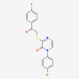 1-(4-bromophenyl)-3-((2-(4-fluorophenyl)-2-oxoethyl)thio)pyrazin-2(1H)-one