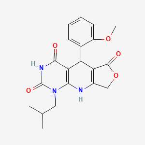 molecular formula C20H21N3O5 B2813655 8-(2-Methoxyphenyl)-13-(2-methylpropyl)-5-oxa-2,11,13-triazatricyclo[7.4.0.0^{3,7}]trideca-1(9),3(7)-diene-6,10,12-trione CAS No. 871547-94-3