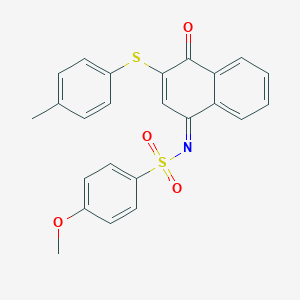 molecular formula C24H19NO4S2 B281366 4-methoxy-N-(3-[(4-methylphenyl)sulfanyl]-4-oxo-1(4H)-naphthalenylidene)benzenesulfonamide 
