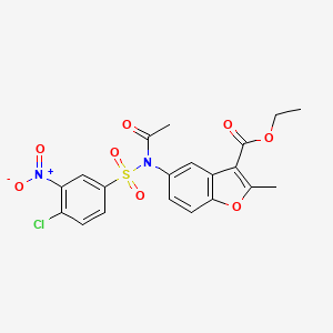ethyl 5-(N-((4-chloro-3-nitrophenyl)sulfonyl)acetamido)-2-methylbenzofuran-3-carboxylate
