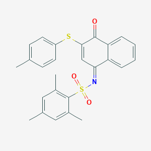 molecular formula C26H23NO3S2 B281368 2,4,6-trimethyl-N-(3-[(4-methylphenyl)sulfanyl]-4-oxo-1(4H)-naphthalenylidene)benzenesulfonamide 