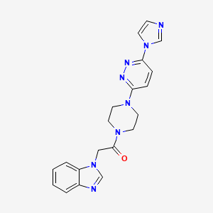 molecular formula C20H20N8O B2813686 1-(4-(6-(1H-imidazol-1-yl)pyridazin-3-yl)piperazin-1-yl)-2-(1H-benzo[d]imidazol-1-yl)ethanone CAS No. 1351660-06-4