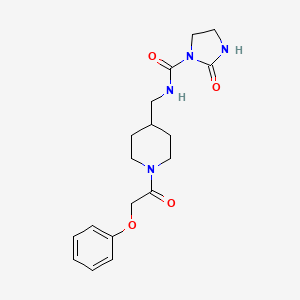 molecular formula C18H24N4O4 B2813687 2-oxo-N-((1-(2-phenoxyacetyl)piperidin-4-yl)methyl)imidazolidine-1-carboxamide CAS No. 1797793-78-2