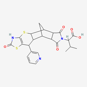 3-methyl-2-((4aR,5R,5aR,8aR,9S)-2,6,8-trioxo-10-(pyridin-3-yl)-2,3,4a,5,5a,6,8a,9,9a,10-decahydro-5,9-methanothiazolo[5',4':5,6]thiopyrano[2,3-f]isoindol-7(8H)-yl)butanoic acid