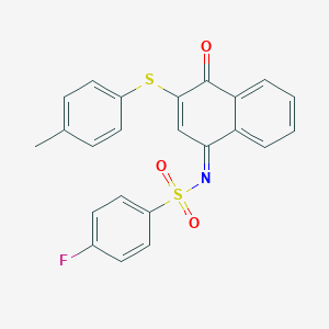 molecular formula C23H16FNO3S2 B281369 4-fluoro-N-(3-[(4-methylphenyl)sulfanyl]-4-oxo-1(4H)-naphthalenylidene)benzenesulfonamide 